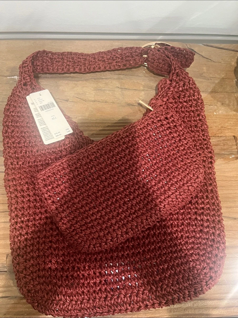 Anthropologie  Raffia Buckle Slouchy Bag
